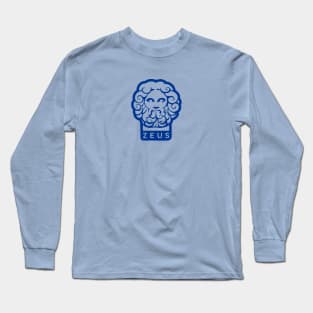 Zeus, Ancient Greece mythology, Stylized head in blue Long Sleeve T-Shirt